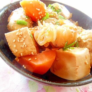 中濃ソースde❤豆腐と里芋と人参と蒟蒻の炊いたん❤